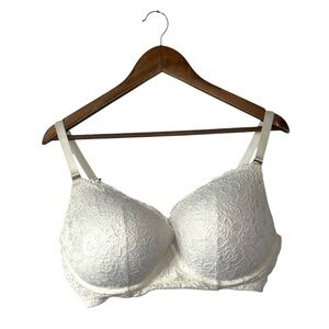 Aerie Plunge Bra Allover Floral Lace Push-up Padding Racerback Adjustable 40DD